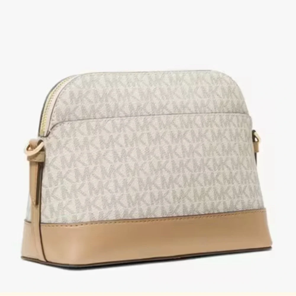 MICHAEL KORS Logo Stripe Dome Crossbody Bag Buttermilk Multi